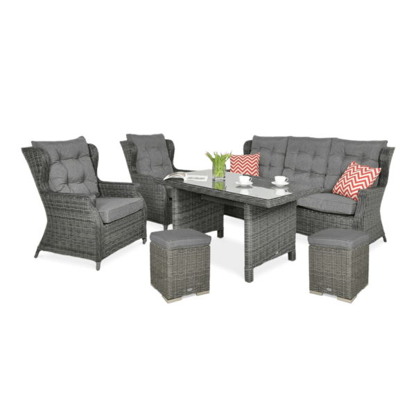 TRIVENTO III DINING ZESTAW+PUFY DARK GREY
