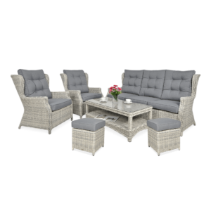 TRIVENTO III ZESTAW+PUFY WHITE GREY