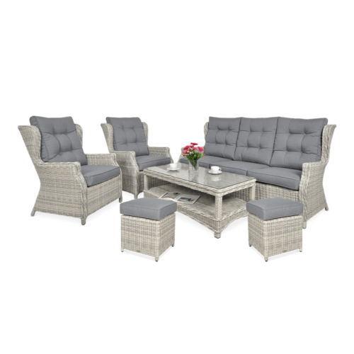 TRIVENTO III ZESTAW+PUFY WHITE GREY