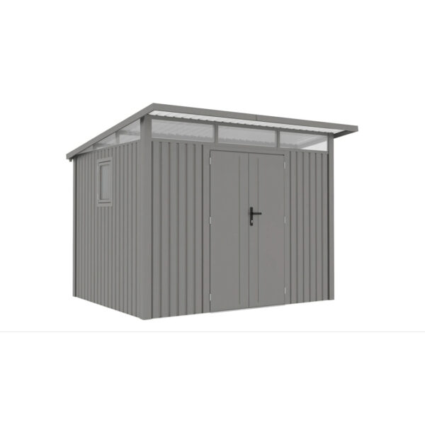 007901 Domek metalowy ogrodowy Hardmaister Portland 289 × 253 cm Grey Aluminium