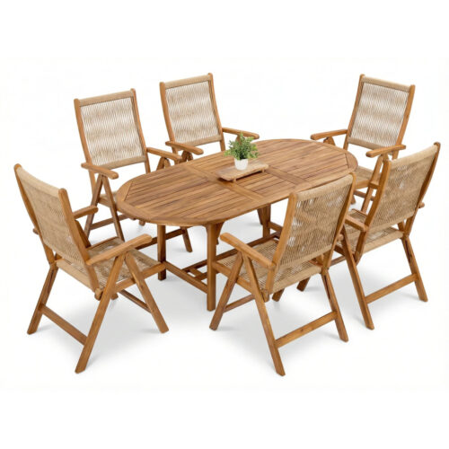 AKADIA ROPE DINING 190/6 ZESTAW ACACIA WOOD