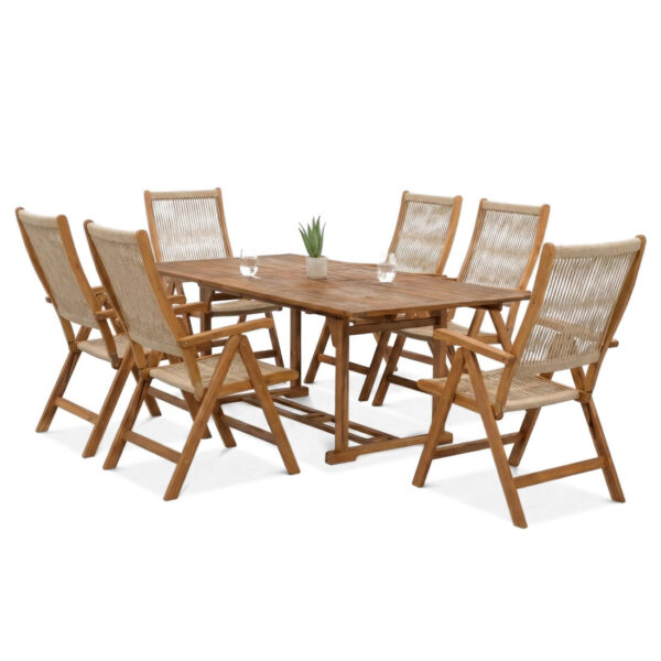 AKADIA ROPE DINING 200/6 ZESTAW ACACIA WOOD