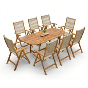 AKADIA ROPE DINING 190/8 ZESTAW ACACIA WOOD