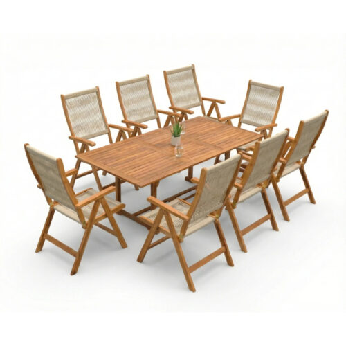 AKADIA ROPE DINING 200/8 ZESTAW ACACIA WOOD