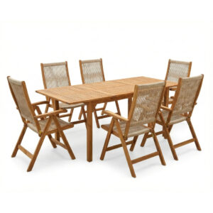 AKADIA ROPE DINING 210/6 ZESTAW ACACIA WOOD