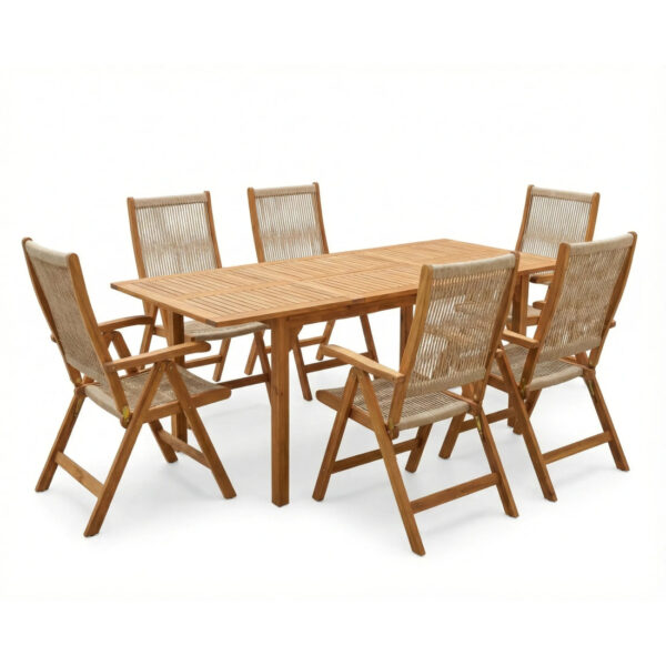 AKADIA ROPE DINING 210/6 ZESTAW ACACIA WOOD