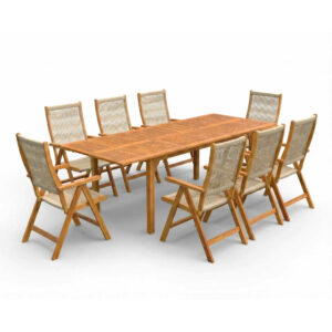 AKADIA ROPE DINING 210/8 ZESTAW ACACIA WOOD