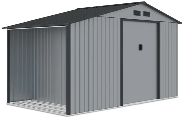 Domek_ogrodowy__drewutnia_MADISON_342x191cm_Light_Grey_Hardmaister_8bb0 Domek metalowy ogrodowy z drewutnią Hardmaister Madison 342 × 191 cm Light Grey