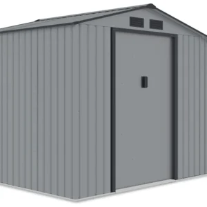 Garden_house_with_woodshed_MADISON_278x191cm_Light_Grey___Hardmaister__2__b5a6 Domek metalowy ogrodowy z drewutnią Hardmaister Madison 278 × 191 cm Light Grey