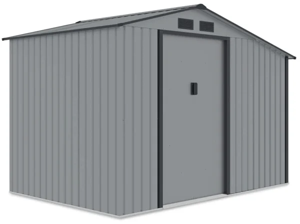Garden_house_with_woodshed_MADISON_278x191cm_Light_Grey___Hardmaister__2__b5a6 Domek metalowy ogrodowy z drewutnią Hardmaister Madison 278 × 191 cm Light Grey