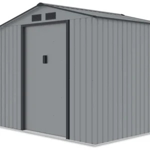 Garden_house_with_woodshed_MADISON_278x191cm_Light_Grey___Hardmaister__3__0d5f Domek metalowy ogrodowy z drewutnią Hardmaister Madison 278 × 191 cm Light Grey