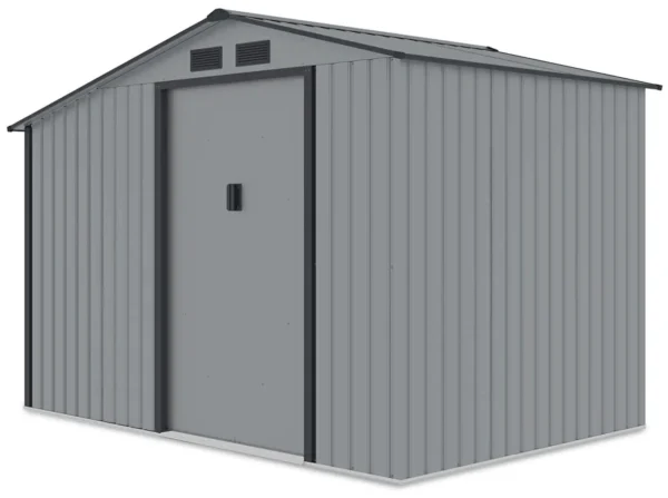 Garden_house_with_woodshed_MADISON_278x191cm_Light_Grey___Hardmaister__3__0d5f Domek metalowy ogrodowy z drewutnią Hardmaister Madison 278 × 191 cm Light Grey
