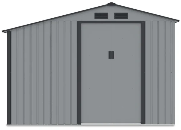 Garden_house_with_woodshed_MADISON_278x191cm_Light_Grey___Hardmaister__5__cb38 Domek metalowy ogrodowy z drewutnią Hardmaister Madison 278 × 191 cm Light Grey