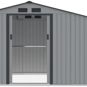 Garden_house_with_woodshed_MADISON_278x191cm_Light_Grey___Hardmaister__6__a2e4 Domek metalowy ogrodowy z drewutnią Hardmaister Madison 278 × 191 cm Light Grey