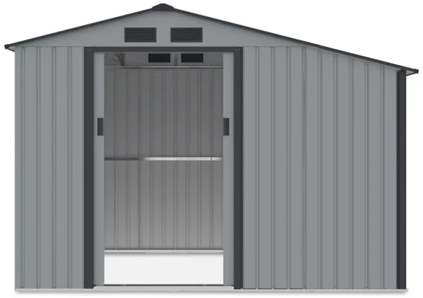 Garden_house_with_woodshed_MADISON_278x191cm_Light_Grey___Hardmaister__6__a2e4 Domek metalowy ogrodowy z drewutnią Hardmaister Madison 278 × 191 cm Light Grey