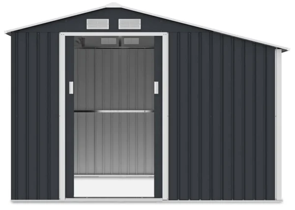 Garden_house_woodshed_MADISON_278x191cm_Cold_Grey___Hardmaister__1__7494 Domek metalowy ogrodowy z drewutnią Hardmaister Madison 278 × 191 cm Cold Grey