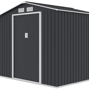 Garden_house_woodshed_MADISON_278x191cm_Cold_Grey___Hardmaister__4__b225 Domek metalowy ogrodowy z drewutnią Hardmaister Madison 278 × 191 cm Cold Grey