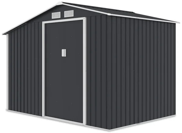 Garden_house_woodshed_MADISON_278x191cm_Cold_Grey___Hardmaister__4__b225 Domek metalowy ogrodowy z drewutnią Hardmaister Madison 278 × 191 cm Cold Grey