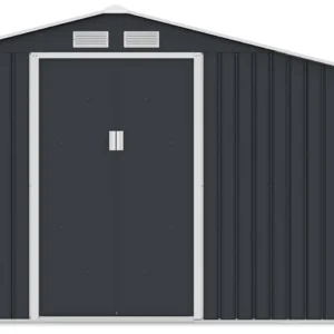 Garden_house_woodshed_MADISON_278x191cm_Cold_Grey___Hardmaister__5__b1b9 Domek metalowy ogrodowy z drewutnią Hardmaister Madison 278 × 191 cm Cold Grey