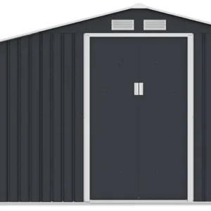 Garden_house_woodshed_MADISON_278x191cm_Cold_Grey___Hardmaister__6__96b4 Domek metalowy ogrodowy z drewutnią Hardmaister Madison 278 × 191 cm Cold Grey
