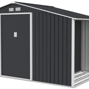 Garden_house_woodshed_MADISON_278x191cm_Cold_Grey___Hardmaister__7__5116 Domek metalowy ogrodowy z drewutnią Hardmaister Madison 278 × 191 cm Cold Grey