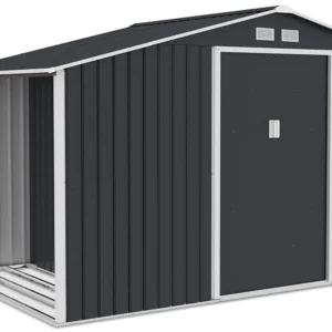 Garden_house_woodshed_MADISON_278x191cm_Cold_Grey___Hardmaister__8__41b2 Domek metalowy ogrodowy z drewutnią Hardmaister Madison 278 × 191 cm Cold Grey
