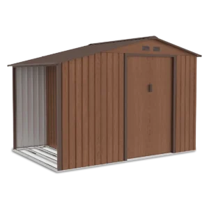Garden_house_woodshed_MADISON_278x191cm_Walnut___Hardmaister__1__be61 Domek metalowy ogrodowy z drewutnią Hardmaister Madison 278 × 191 cm Walnut