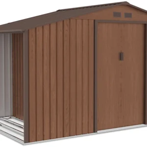 Garden_house_woodshed_MADISON_278x191cm_Walnut___Hardmaister__1__e5c4 Domek metalowy ogrodowy z drewutnią Hardmaister Madison 278 × 191 cm Walnut