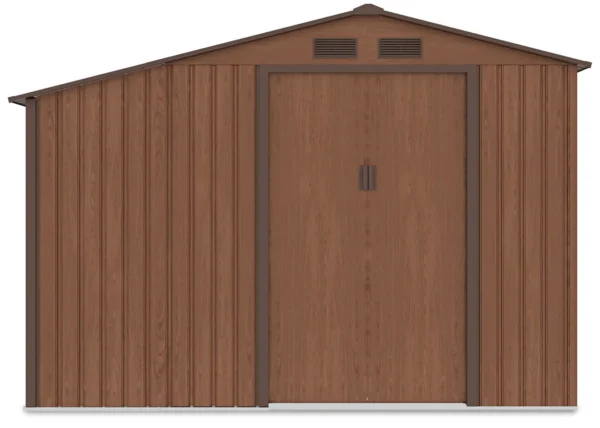 Garden_house_woodshed_MADISON_278x191cm_Walnut___Hardmaister__3__4d1e Domek metalowy ogrodowy z drewutnią Hardmaister Madison 278 × 191 cm Walnut
