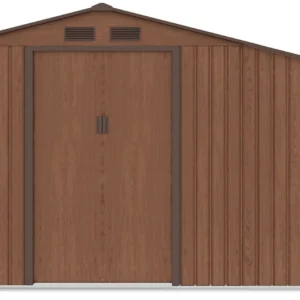Garden_house_woodshed_MADISON_278x191cm_Walnut___Hardmaister__4__f1f6 Domek metalowy ogrodowy z drewutnią Hardmaister Madison 278 × 191 cm Walnut