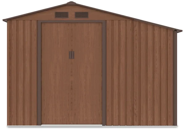 Garden_house_woodshed_MADISON_278x191cm_Walnut___Hardmaister__4__f1f6 Domek metalowy ogrodowy z drewutnią Hardmaister Madison 278 × 191 cm Walnut