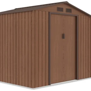 Garden_house_woodshed_MADISON_278x191cm_Walnut___Hardmaister__7__95a2 Domek metalowy ogrodowy z drewutnią Hardmaister Madison 278 × 191 cm Walnut