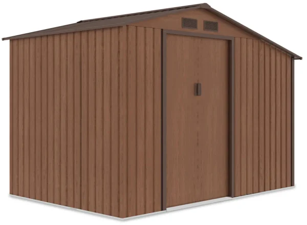 Garden_house_woodshed_MADISON_278x191cm_Walnut___Hardmaister__7__95a2 Domek metalowy ogrodowy z drewutnią Hardmaister Madison 278 × 191 cm Walnut
