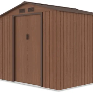 Garden_house_woodshed_MADISON_278x191cm_Walnut___Hardmaister__8__f5bf Domek metalowy ogrodowy z drewutnią Hardmaister Madison 278 × 191 cm Walnut