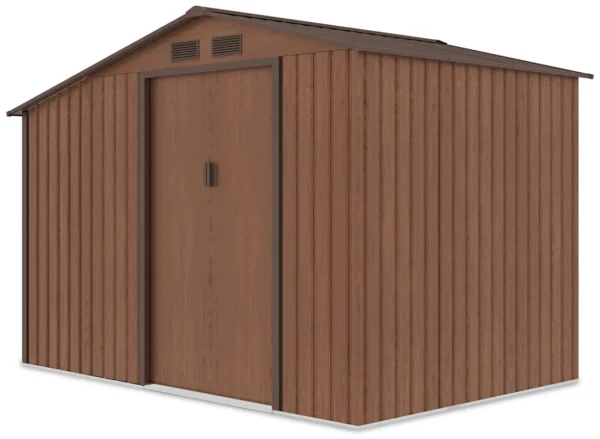 Garden_house_woodshed_MADISON_278x191cm_Walnut___Hardmaister__8__f5bf Domek metalowy ogrodowy z drewutnią Hardmaister Madison 278 × 191 cm Walnut