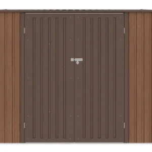 Domek metalowy ogrodowy Hardmaister Kent 222 × 149 cm Walnut