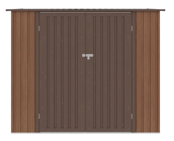 Domek metalowy ogrodowy Hardmaister Kent 222 × 149 cm Walnut
