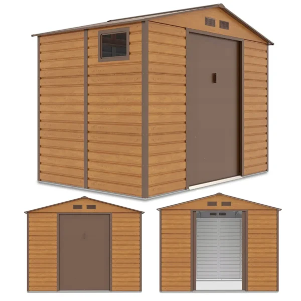 Domek metalowy ogrodowy Hardmaister Montreal 277 × 195 cm Oak Brown