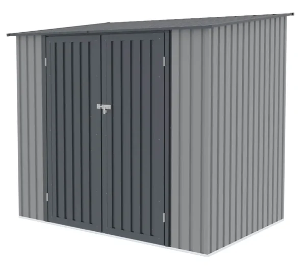 Domek metalowy ogrodowy Hardmaister Kent 222 × 149 cm Light Grey
