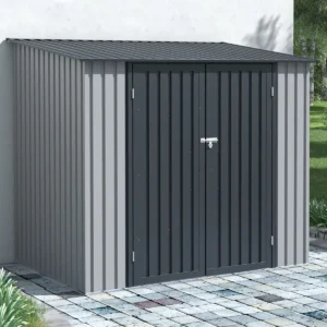 Domek metalowy ogrodowy Hardmaister Kent 222 × 149 cm Light Grey