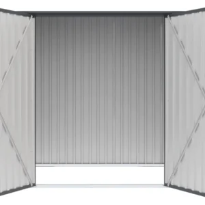 Domek metalowy ogrodowy Hardmaister Kent 222 × 149 cm Light Grey
