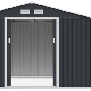 Domek metalowy ogrodowy z drewutnią Hardmaister Madison 342 × 191 cm Cold Grey
