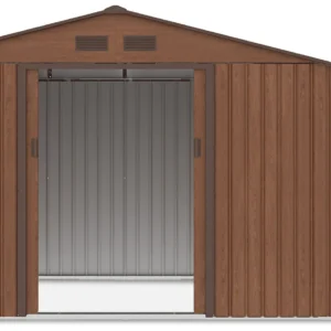 Domek metalowy ogrodowy z drewutnią Hardmaister Madison 342 × 191 cm Walnut