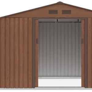 Domek metalowy ogrodowy z drewutnią Hardmaister Madison 342 × 191 cm Walnut
