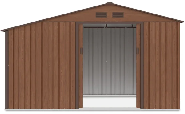 Domek metalowy ogrodowy z drewutnią Hardmaister Madison 342 × 191 cm Walnut