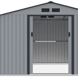 Tool_house_with_woodshed_MADISON_342x191cm_Light_Grey_Hardmaister___1__35e7 Domek metalowy ogrodowy z drewutnią Hardmaister Madison 342 × 191 cm Light Grey