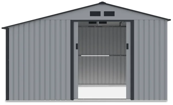 Tool_house_with_woodshed_MADISON_342x191cm_Light_Grey_Hardmaister___1__35e7 Domek metalowy ogrodowy z drewutnią Hardmaister Madison 342 × 191 cm Light Grey