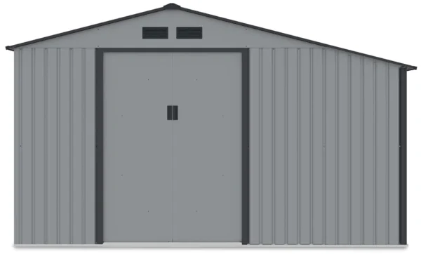 Tool_house_with_woodshed_MADISON_342x191cm_Light_Grey_Hardmaister_e8d6 Domek metalowy ogrodowy z drewutnią Hardmaister Madison 342 × 191 cm Light Grey