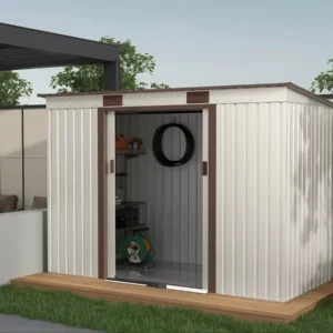 Domek metalowy ogrodowy Hardmaister Oregon 261 × 121 cm Beige