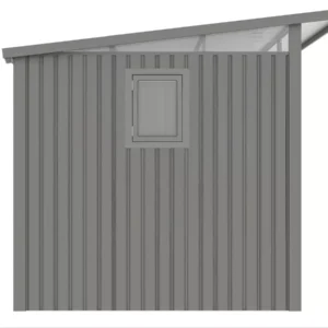 boczna_elewacja_domku_narzedziowego_z_zamontowanym_oknem_9931 Domek metalowy ogrodowy Hardmaister Portland 289 × 253 cm Grey Aluminium